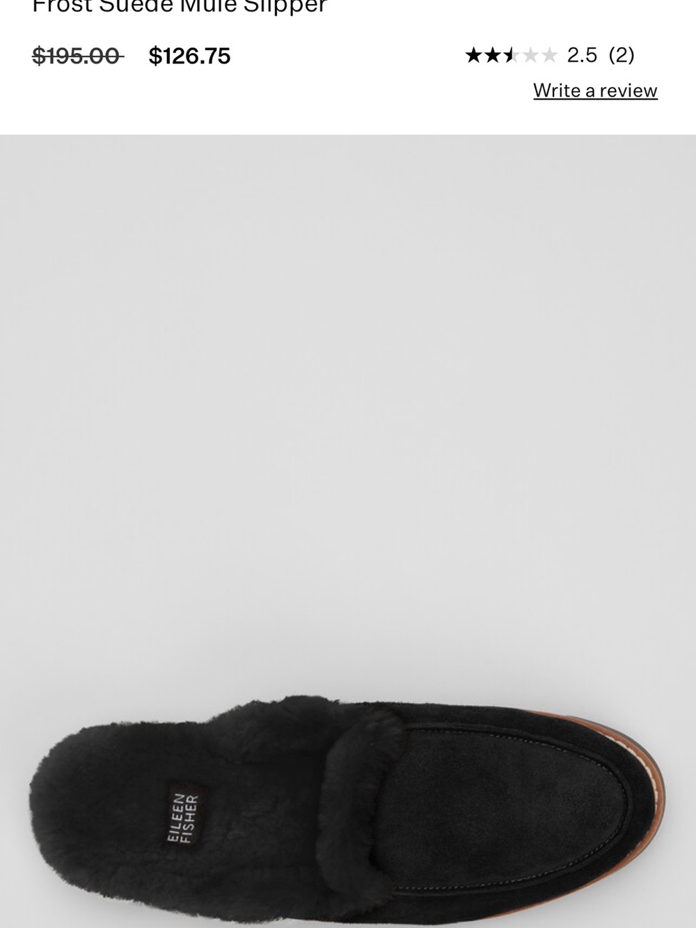 Eileen Fisher Black Suede Shearling-Lined Mule